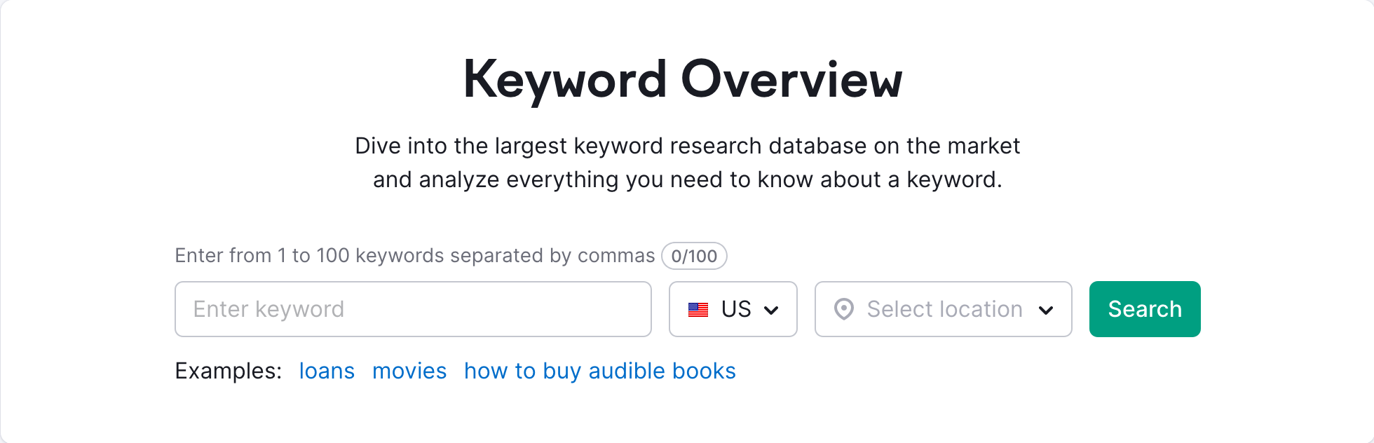 SEMrush keyword research tool