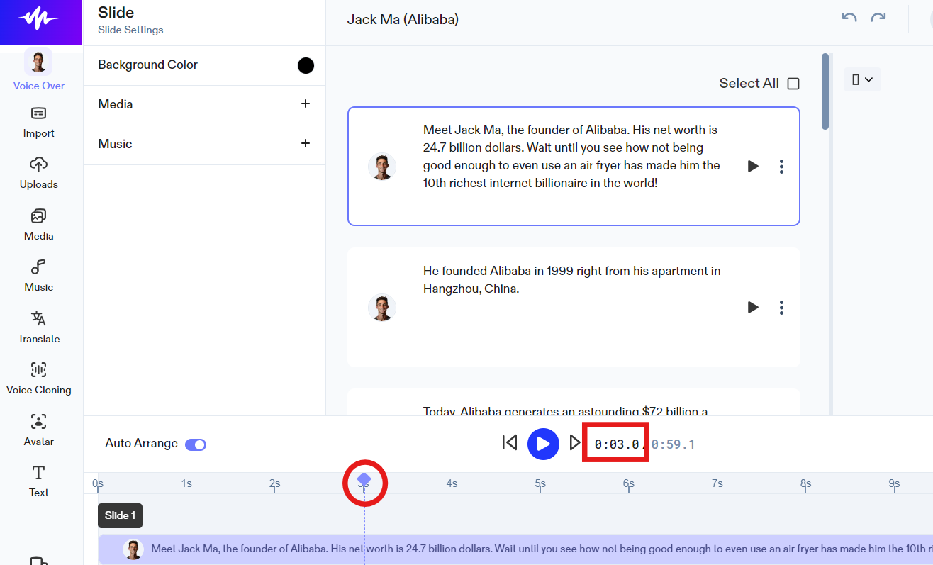 Speechify Studio Timestamp